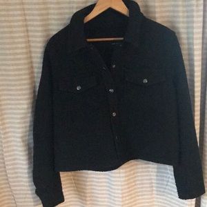 Black boucle coatigan